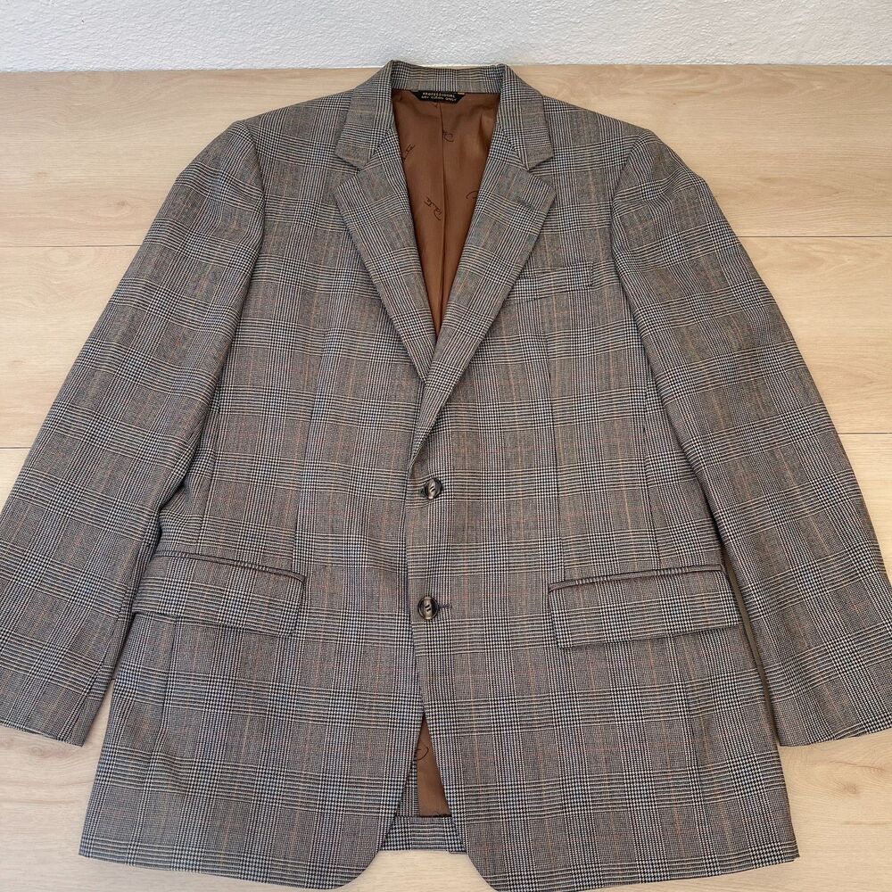 Vintage 80s Oscar de la Renta Men's 40R/Med 2-Piece Glen Plaid Vest & Blazer - Picture 6 of 16